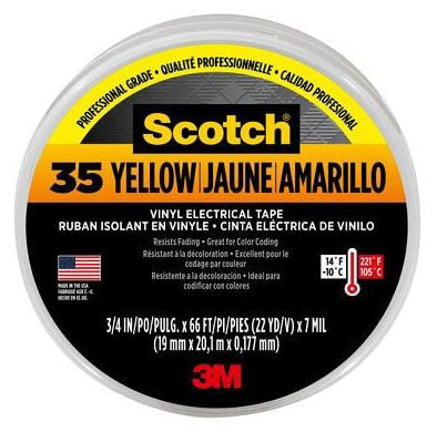 3M 35-YELLOW-3/4 Electrical Tape 600 Volt 3/4X66FT