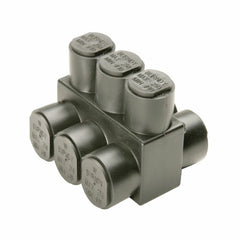 BURNDY 1PLD6003 Al Distribution Tap Connectors, UV Black Plastisol Covered, 3 Ports, Double Sided Entry, 4-600 kcmil