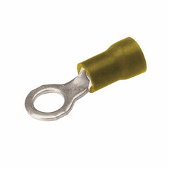 BURNDY TP1014 Copper Terminal, Ring Tongue, 12-10 AWG, 1/4 Stud, Vinyl Insulated, Tin Plated, Wire Strip Length: 19/64