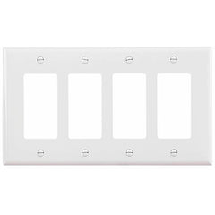 Cooper Wiring Devices PJ264W MID-SIZE WALLPLATES 4-GANG POLYCARBONATE WHITE