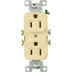 EATON CR15V Duplex Straight Blade Receptacle, 15A/125V, NEMA 5-15R