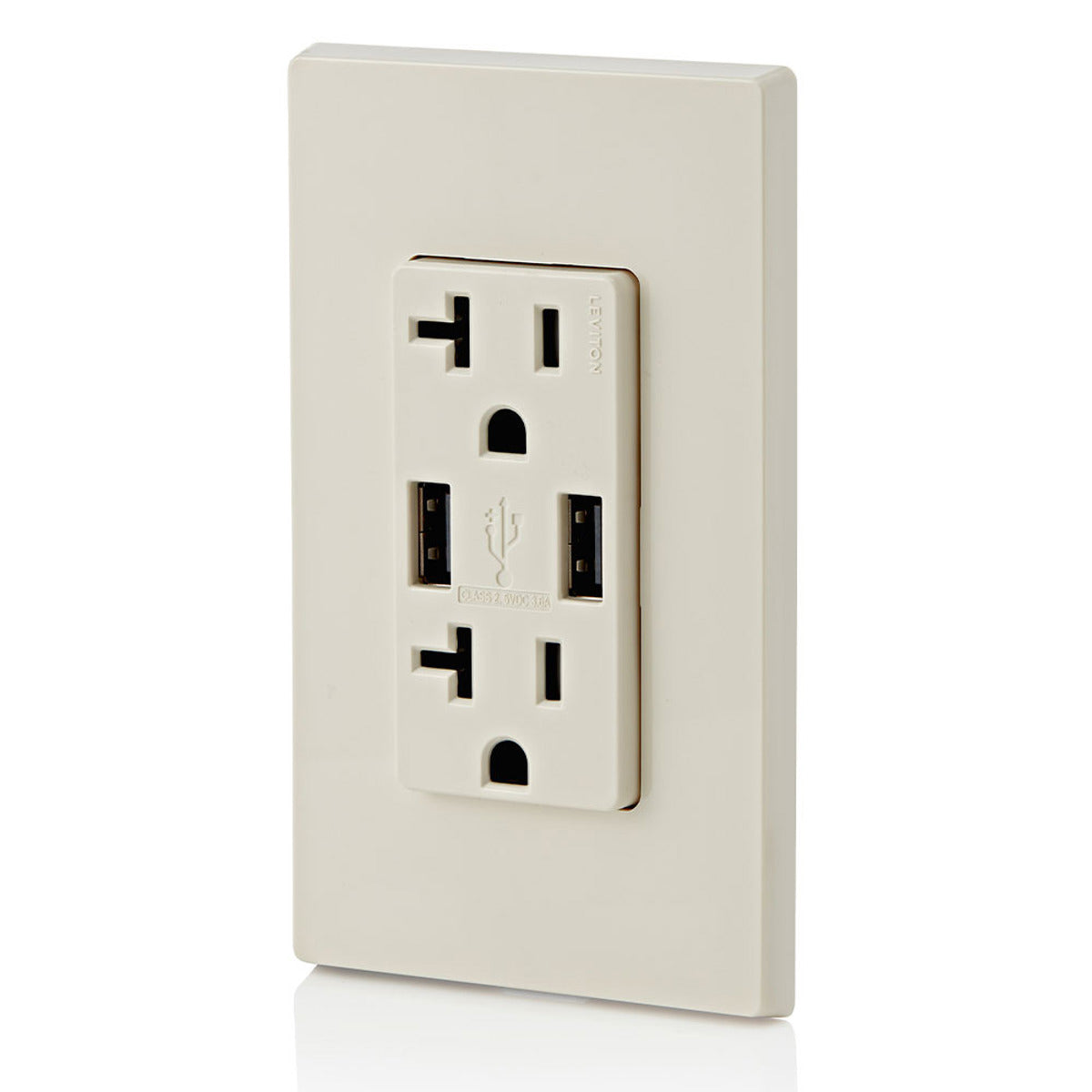 Leviton T5832-T Combination Duplex Receptacle and USB Charger 20A 125V