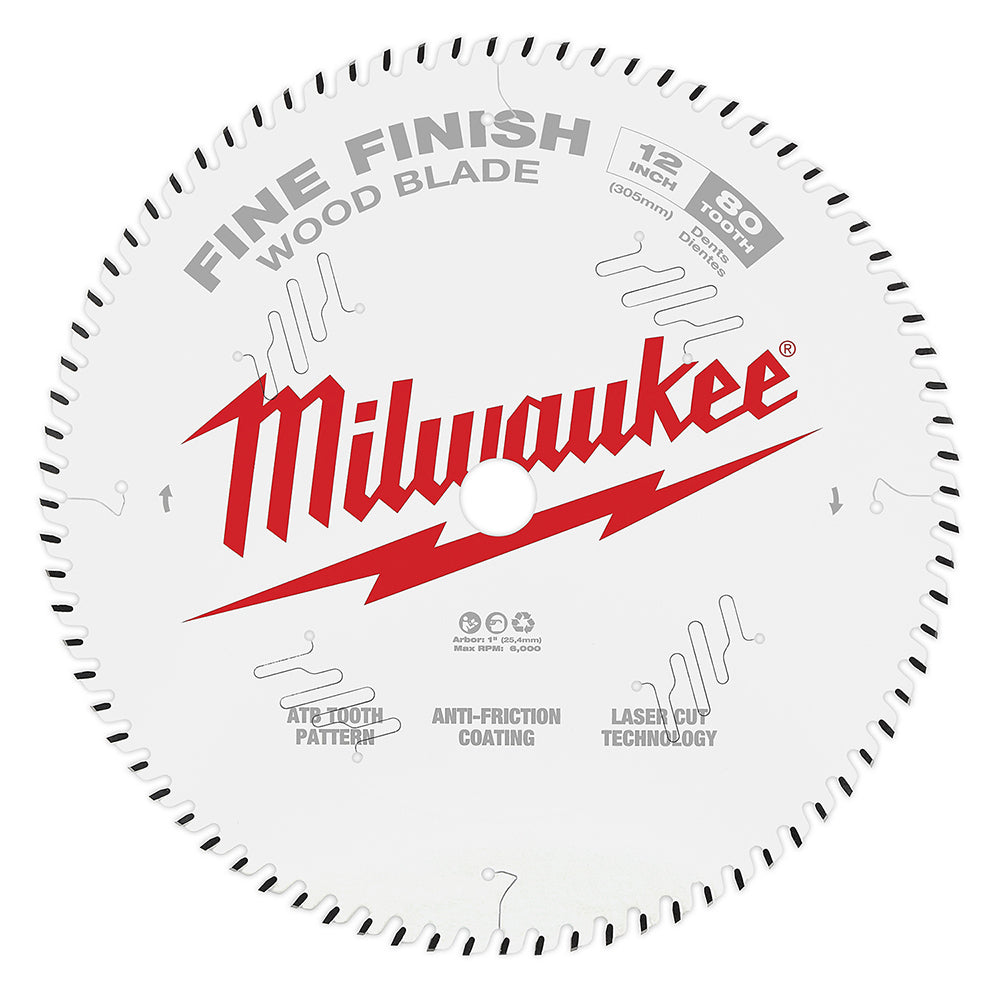 Milwaukee 48401224 80T Fine Finish Circular Saw Blade 12 in.