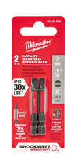 Milwaukee 48-32-4920 SHOCKWAVE Impact Duty Slotted #8/#10 Power Bits (2 Pack)