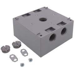 Red Dot 2IH5-1 Two Gang Universal Weatherproof Box, 31 Cubic Inches, Hub Size 1/2 Inch, 5 Outlets with 2 on Top and Bottom and 1 on Back