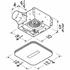 Broan-NuTone AE110LK Flex Series 110 CFM Ceiling Bathroom Exhaust Fan with CleanCover Grille and LED Light