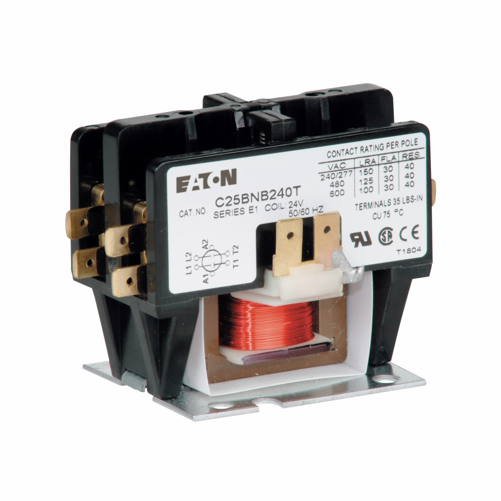 Eaton C25BNB220B 600 VAC 30 Amp 2.2 kW 2-Pole Contactor