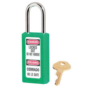 Master Lock 411GRN Zenex Lockout Padlock Keyed Different 1-1/2 in Shackle