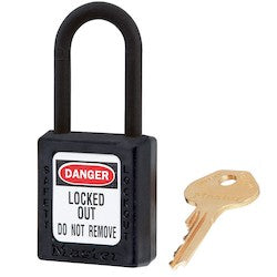 Master Lock 406BLK Safety Lockout Padlock, 1-1/2 Body, 1-1/2 Shackle Length, 6-Pin