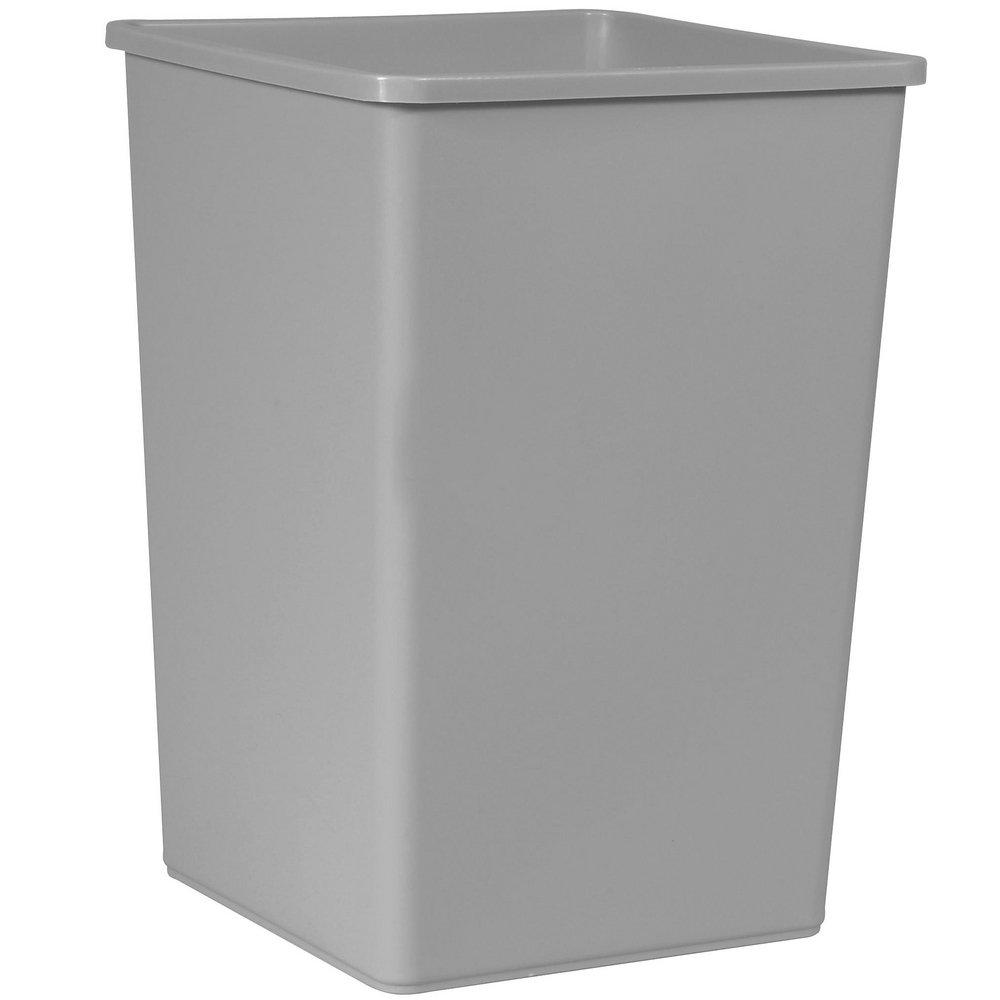 Rubbermaid FG395800GRAY Untouchable Garbage Receptacle - Polyethylene, Square, 35 gal