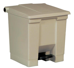 Rubbermaid FG614300BEIG 8 gal Square Step-On Trash Can Container in Beige