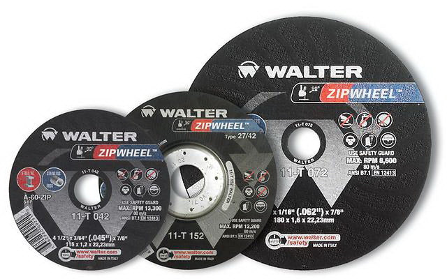 WALTER SURFACE TECHNOLOGIES 11T042 4-1/2 x 3/64 x 7/8 Aluminum Oxide Type 1 Cut-Off Wheel 25/Pack