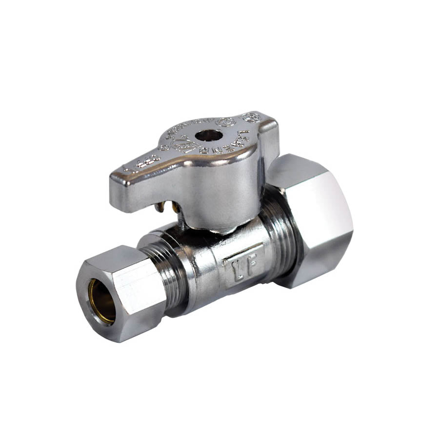 Legend Valve 114-704NL 5/8 OD x 3/8 OD T-596NL No Lead Chrome Brass 1/4 Turn Straight Stop Valve