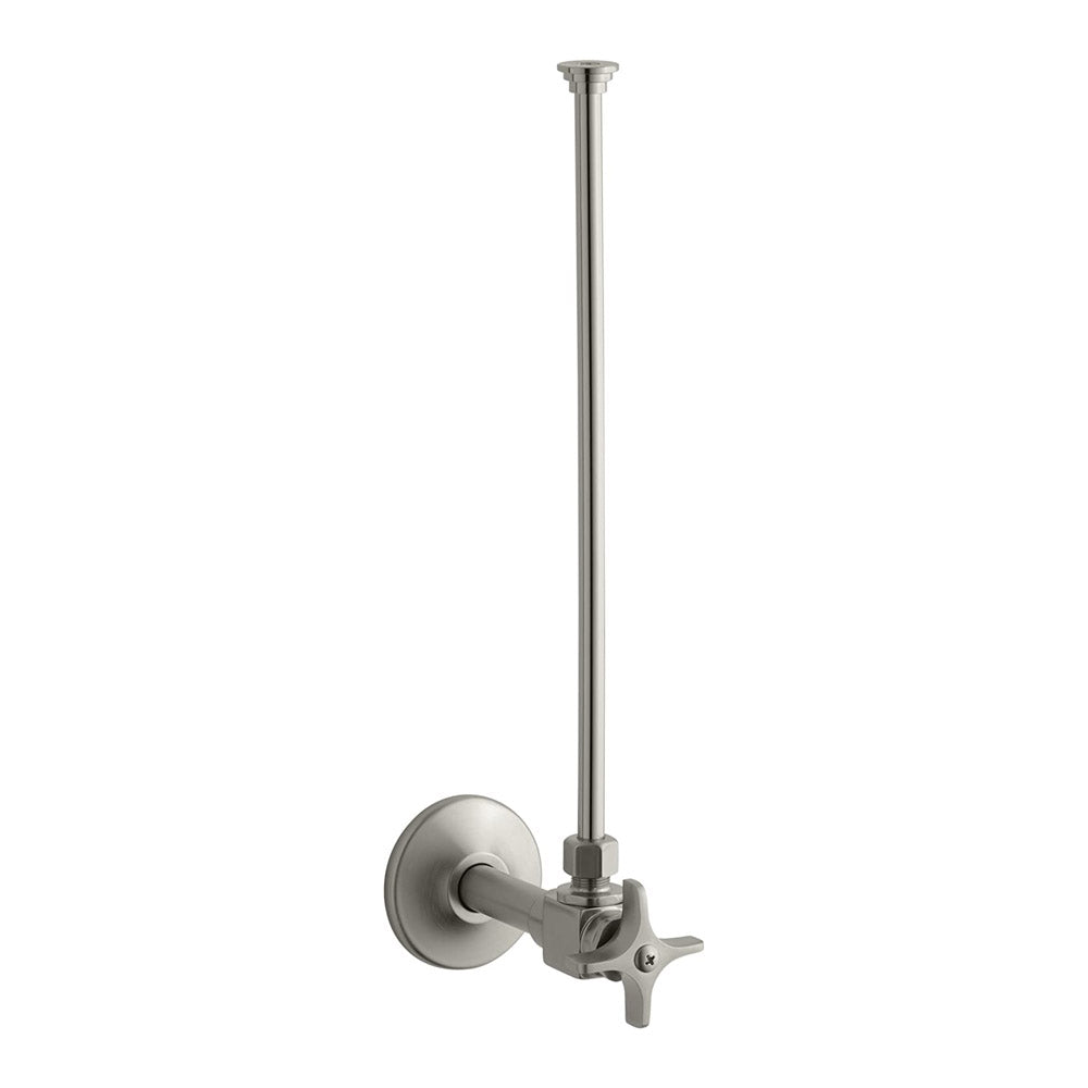 Kohler 087206330841 Single 3/8 Angle Supplies with Stop, Cross-handle, and Annealed Vertical Tube Vibrant Brushed Nickel