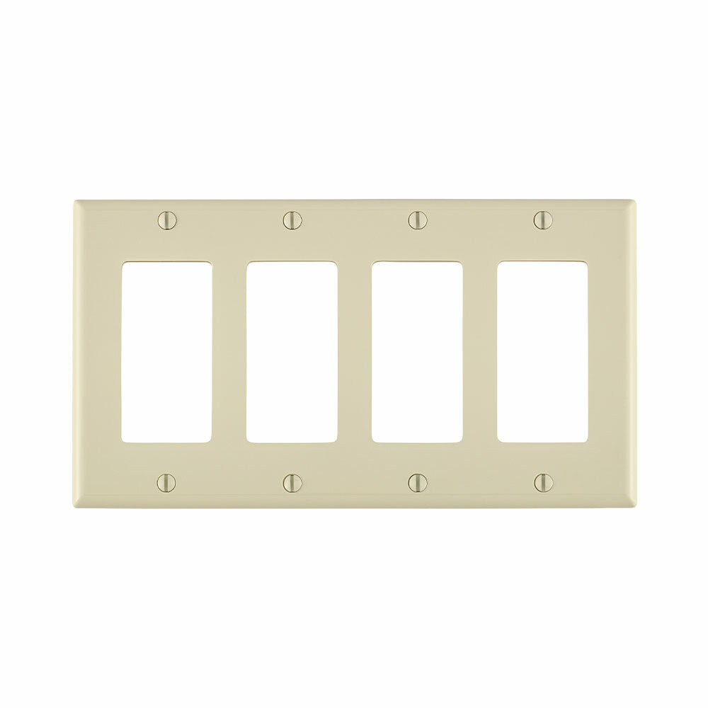 Leviton 80412-NT 4-Gang Decora/GFCI Device Wallplate Standard Size Thermoplastic Nylon Replacement MPN