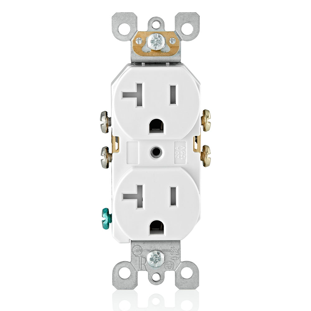 Leviton T5820-W Tamper-Resistant Duplex Receptacle 20A 125V NEMA 5-20R