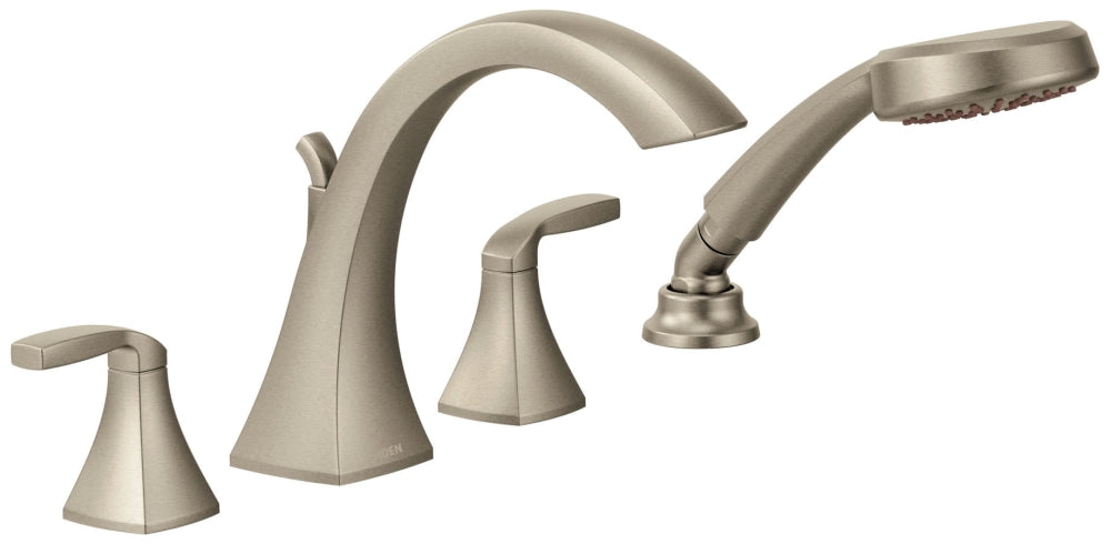 Moen T694BN Two Handle Roman Tub Faucet with Hand Shower in Brushed Nickel