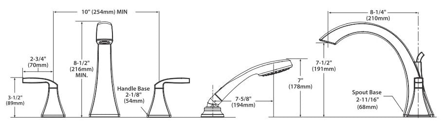 Moen T694BN Two Handle Roman Tub Faucet with Hand Shower in Brushed Nickel