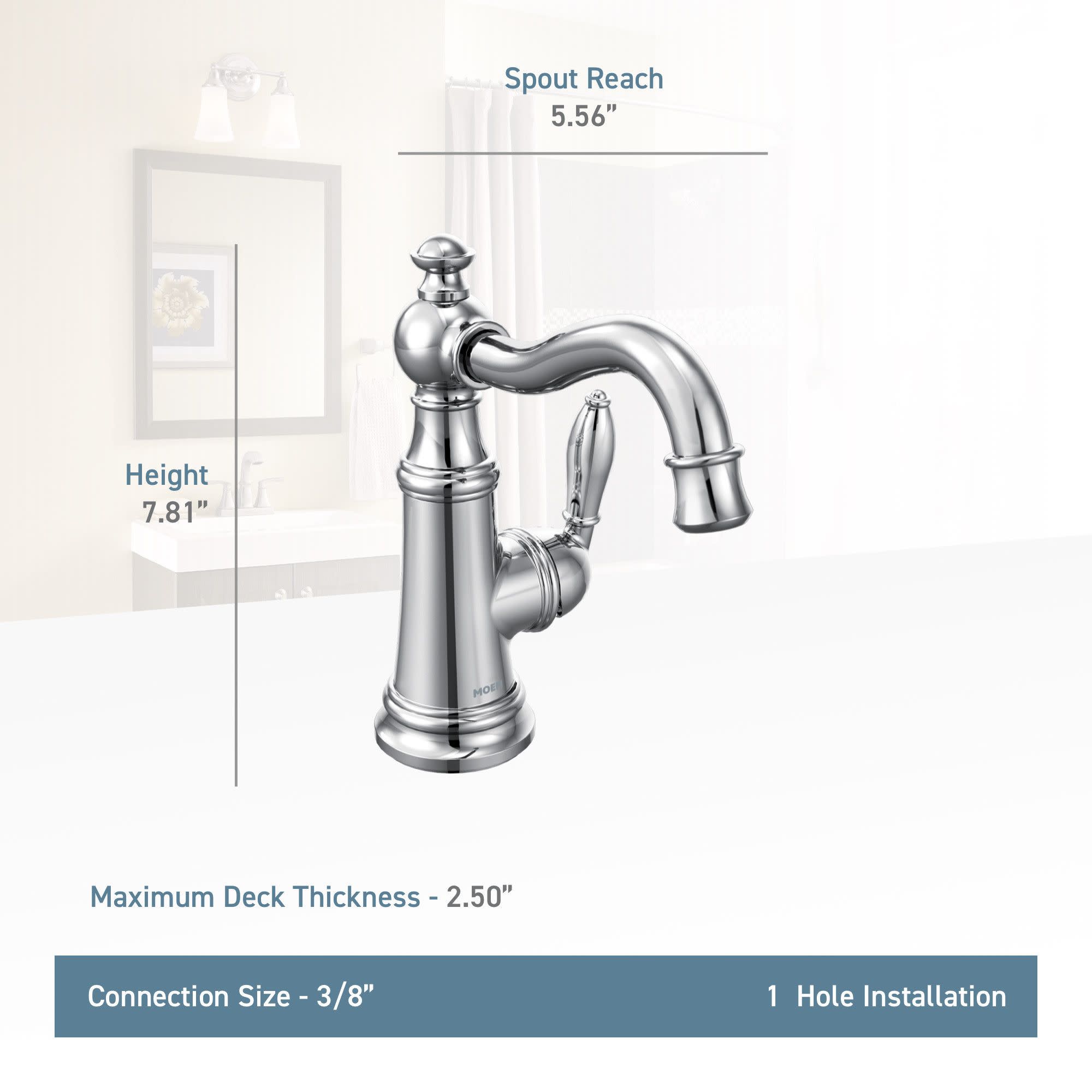 Moen S42107NL Weymouth Single Handle Monoblock Bathroom Sink Faucet in Polished Nickel