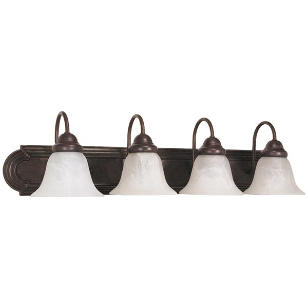 SATCO 60-326 Ballerina Traditional Vanity Light Fixture, (4) A19 Incandescent Lamp, 120 VAC, Old Bronze Housing