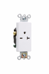 Pass & Seymour 26861W Heavy-Duty Decorator Spec Grade Single Receptacle, Back & Side Wire, 20A 250V