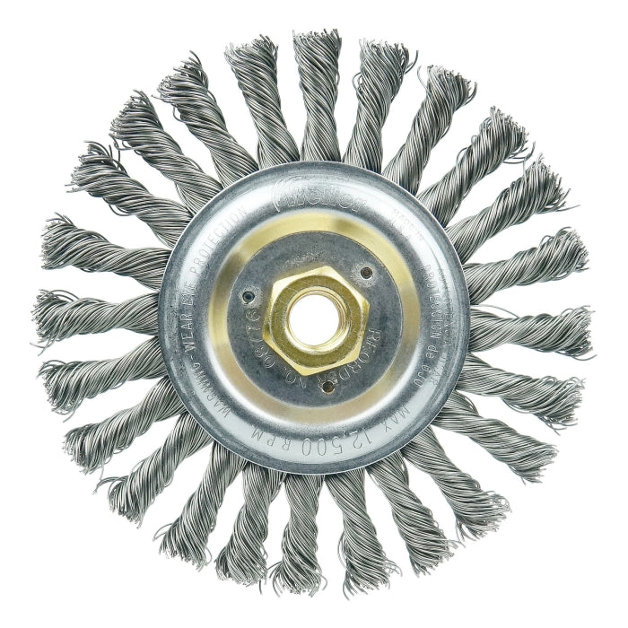 Weiler 08776 Roughneck Wheel Brush - 6 in Diameter - 1/2 in Width - 12500 RPM