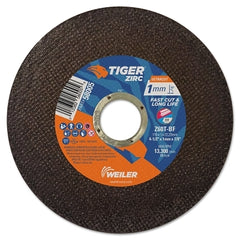 Weiler 58005 Tiger Zirc High Performance Cutting Wheel - Type 1, 4-1/2 in Wheel Dia., 1 mm Wheel Thickness, 60 Grit