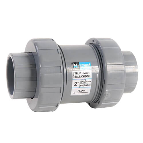 Hayward TC20100ST 1 CPVC True Union Ball Check Valve w/FPM O-Ring - Gray Socket x Threaded