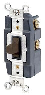 Leviton 1257 120/277 VAC 20 Amp SPDT 2 Hp Brown Thermoplastic Self Grounding Momentary Contact Toggle Quiet Switch