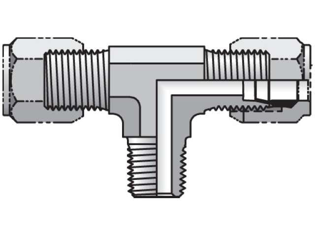 Parker 6SBU-SS Tee, 3/8 In x 1/4-18 Nominal, NPTF End Style