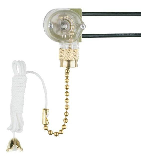 Westinghouse 7702300 Fan Light Switch, Polished Brass Pull Chain, 2-Wire Unit