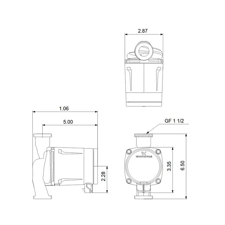 Grundfos 99287250 Circulator Pump Alph1 Ecm 115v Cast Iron Flg 15-55SF/LC