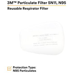 3M 5N11 Filter Bayonet Particulates Polyester Non-Oil White 3.4 H x 4.2 in. L