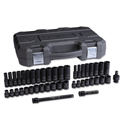 Gearwrench 84916N 44 Piece 3/8 Drive Black Finish Deep Well Impact Socket Set 6 Points (5/16 to 3/4 inch / 8mm to 21mm) Range