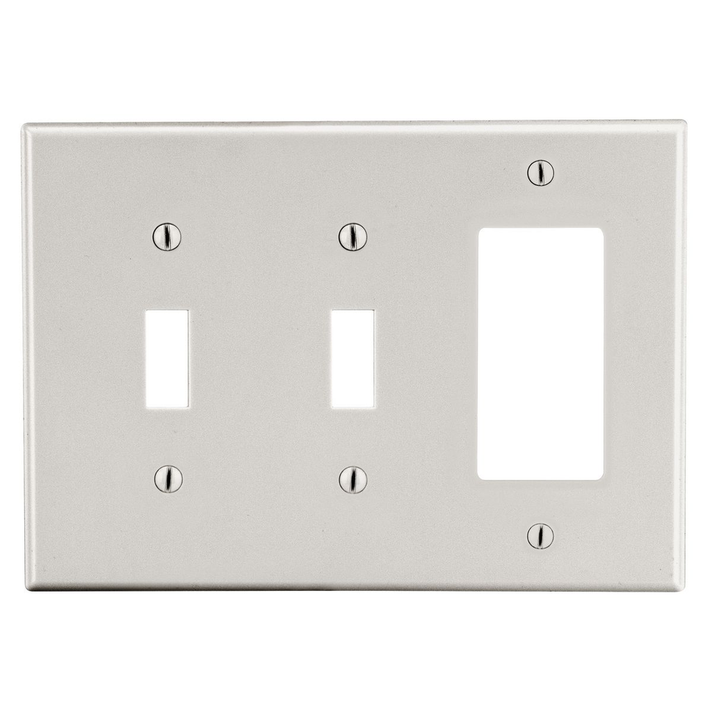 Hubbell P226LA HUBW Wallplate, 3-G, 2 Tog 1 Decor LA 3G CMBO Wallplate