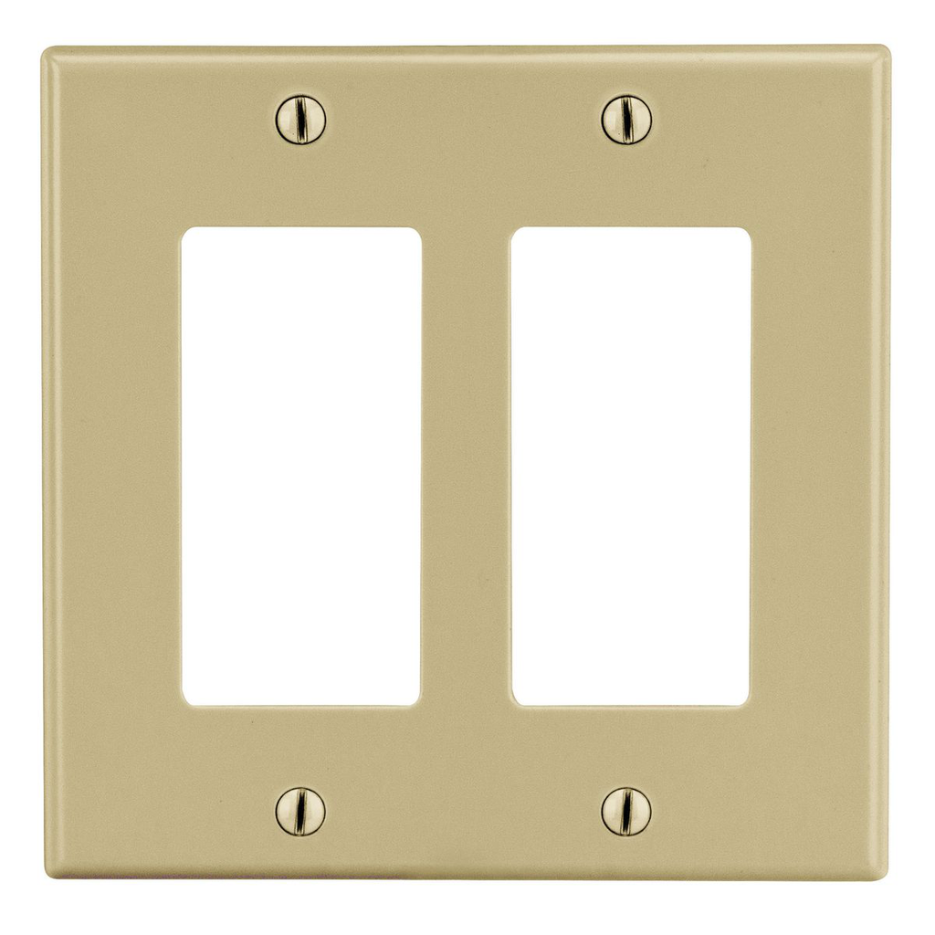 Hubbell PJ262I Wallplate, M-Size, 2-G, 2) Dec, IV 2G Decorator Wallplate