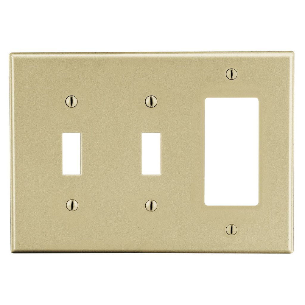 Hubbell P226I Wallplate, 3-G, 2 Tog 1 Decor, IV 3G Cmbo Wallplate