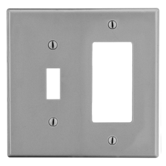 Hubbell P126GY HUBW P126GY WALLPLATE, 2-G, 1) TOG 1) DECOR, GY 2G CMBO WALLPLATE