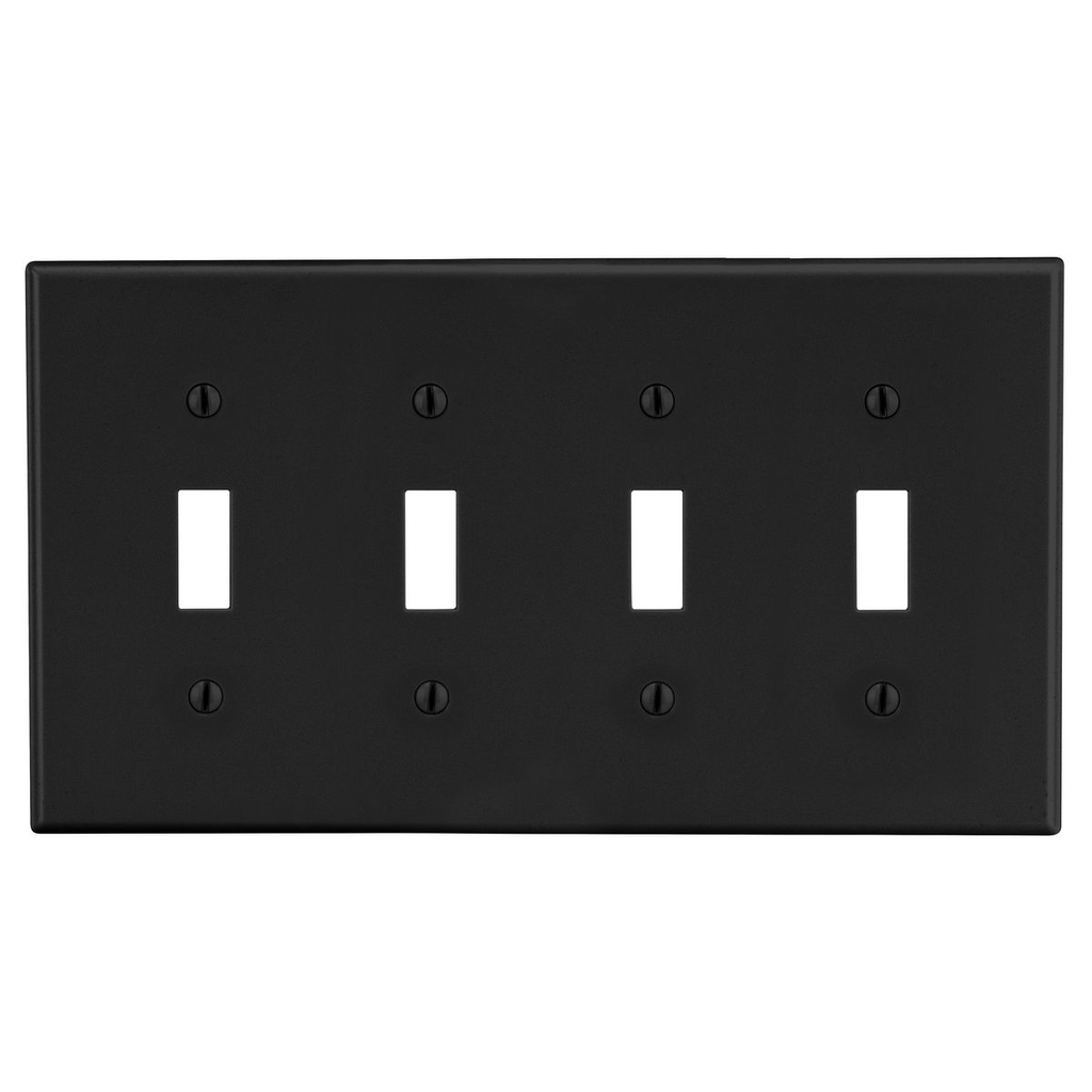 Hubbell P4BK HUBW Wallplate, 4-G, 4) Tog