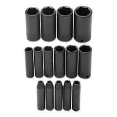 Proto J72116 3/8 Drive 15 Piece Deep Impact Socket Set - 6 Point