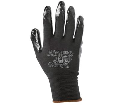 BLACK MAMBA GLOVES NC-120 Brazeau Designer Patriot 1 Nylon/Nitrile Material Handling Gloves Black L