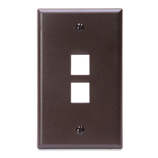 Leviton 41080-2BP Single-Gang QUICKPORT Wallplate, 2-Port, Brown