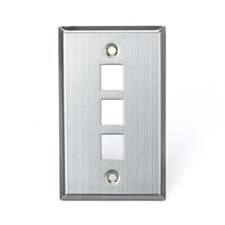 Leviton 43080-1S3 Stainless-Steel QUICKPORT Wallplate, Single-Gang, 3-Port