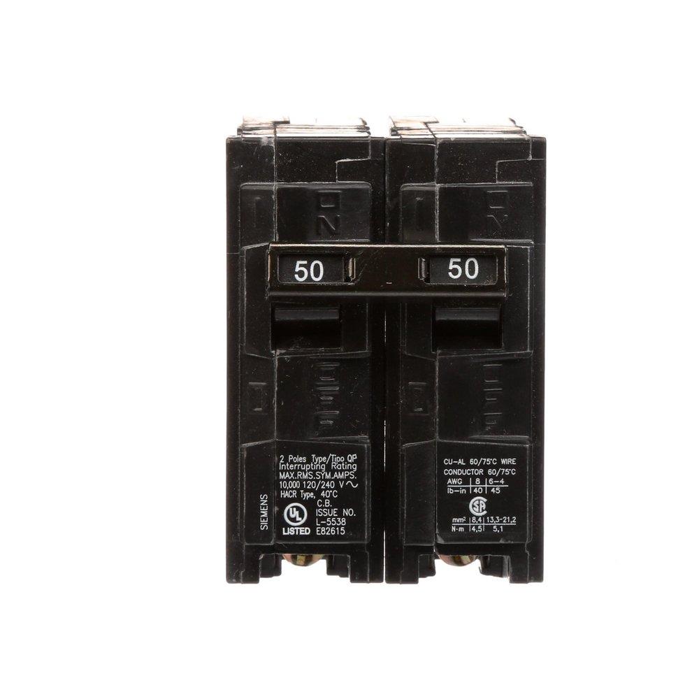 Siemens Q250 QP/MP Circuit Breaker, 120/240 VAC, 50 Amp, 10 kAIC, 2 Poles