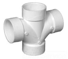 CHARLOTTE PIPE PVC004281200 4 in. Hub PVC DWV Double Sanitary Tee