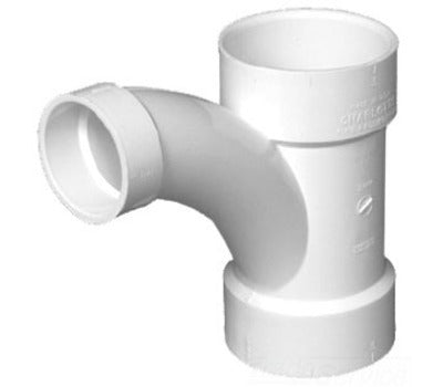 CHARLOTTE PIPE PVC005021800 4 In. Hub x 4 In. Hub x 3 In. Hub PVC Reducing Combination Wye with 1/8 In. Bend