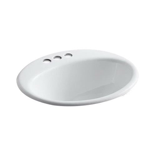 Kohler K-2905-4-0 Farmington Enameled Cast Iron Drop-In Bathroom Sink