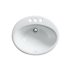 Kohler K-2905-4-0 Farmington Enameled Cast Iron Drop-In Bathroom Sink