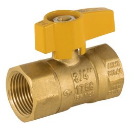 Jomar 102-605 Ball Valve T-2005C Gas 1 Inch Female NPT Brass 175PSI Yellow Tee 102-605