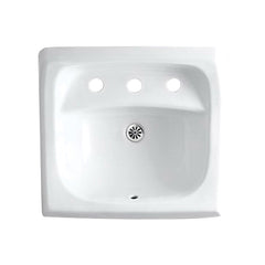 Kohler K-2006-0 Kingston Vitreous China 3-Hole Single-Bowl Rectangular Wall Mount Bathroom Sink 21-1/4 in x 18-1/4 in x 12-1/4 in Replacement MPN